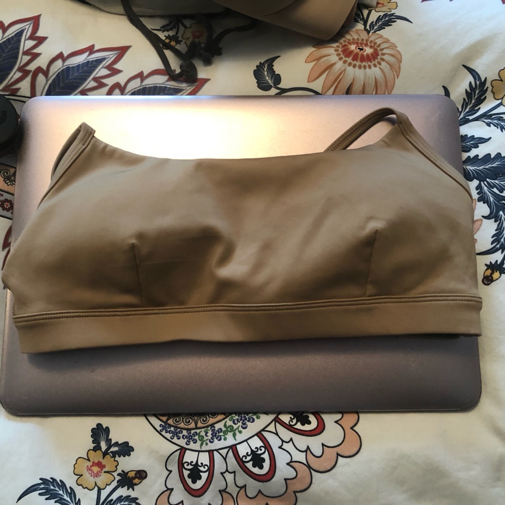 Aritzia Tan Bra Golden sports bra removable cups